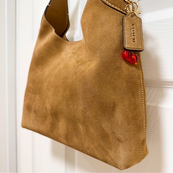 Coach Brooklyn 28 Shoulder Bag Suede Cedar Brown Leather NWOT - Picture 4 of 10